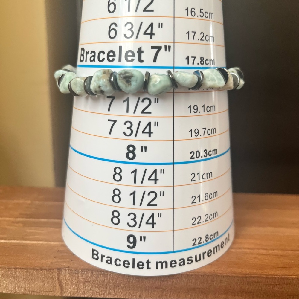 Larimar Natural Stone Crystal Stretch Beaded Bracelet #5 - Picture 5 of 5